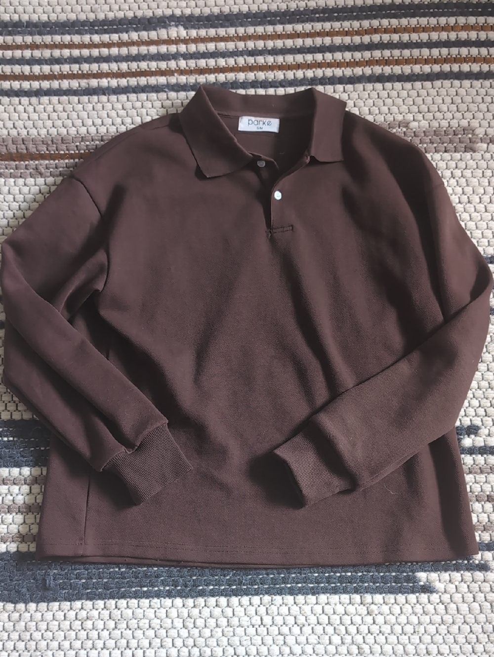 Parke Long-Sleeve Polo Shirt in Brown
